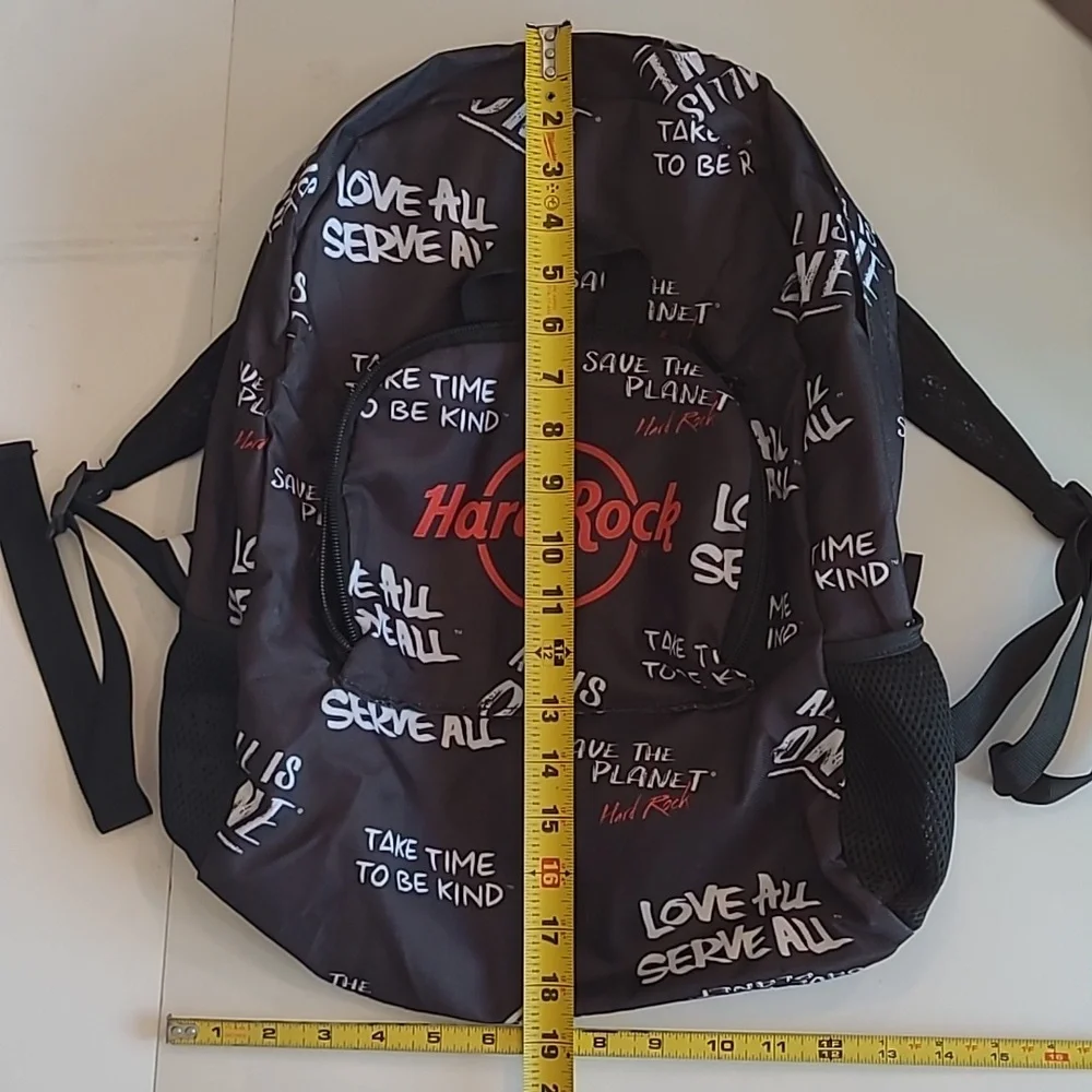 Hard Rock Graphic Backpack Logo Brand Hand Bag Adjustable Straps Bookbag Retro